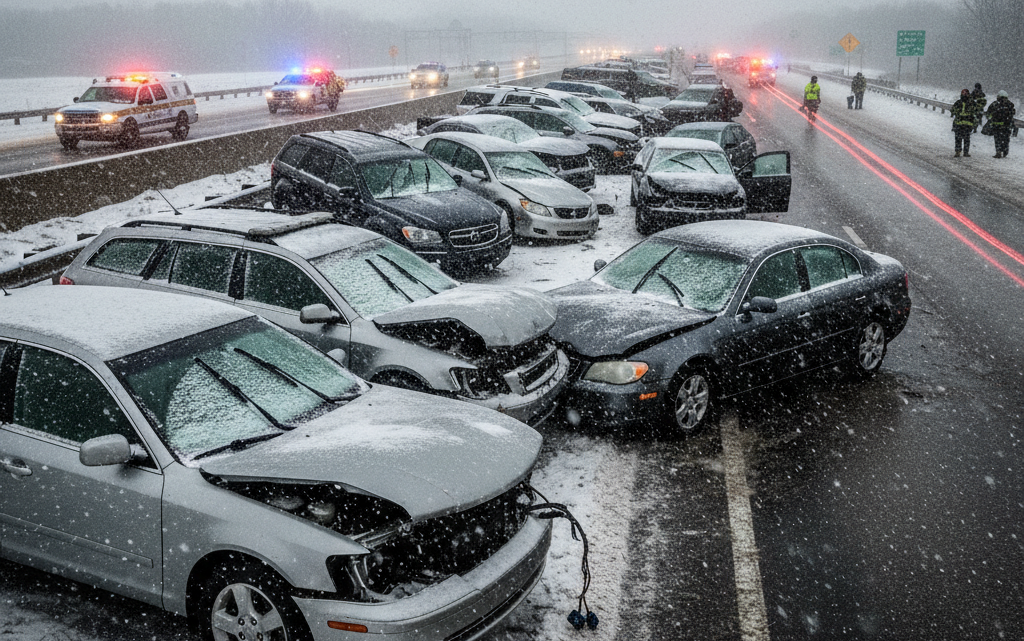 Snow Car Pile Up